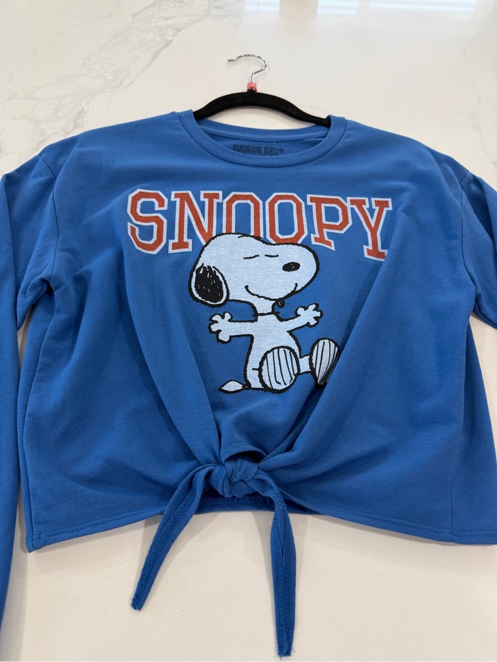 New Peanuts Snoopy Royal Blue Tie-Front Sweatshirt